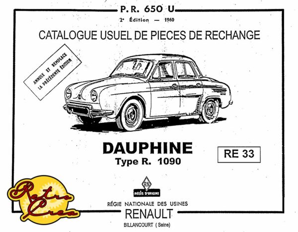 Catalogue Pièces Renault Dauphine R1090